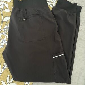 Black Jogger Scrub Pants with Pocket Detail